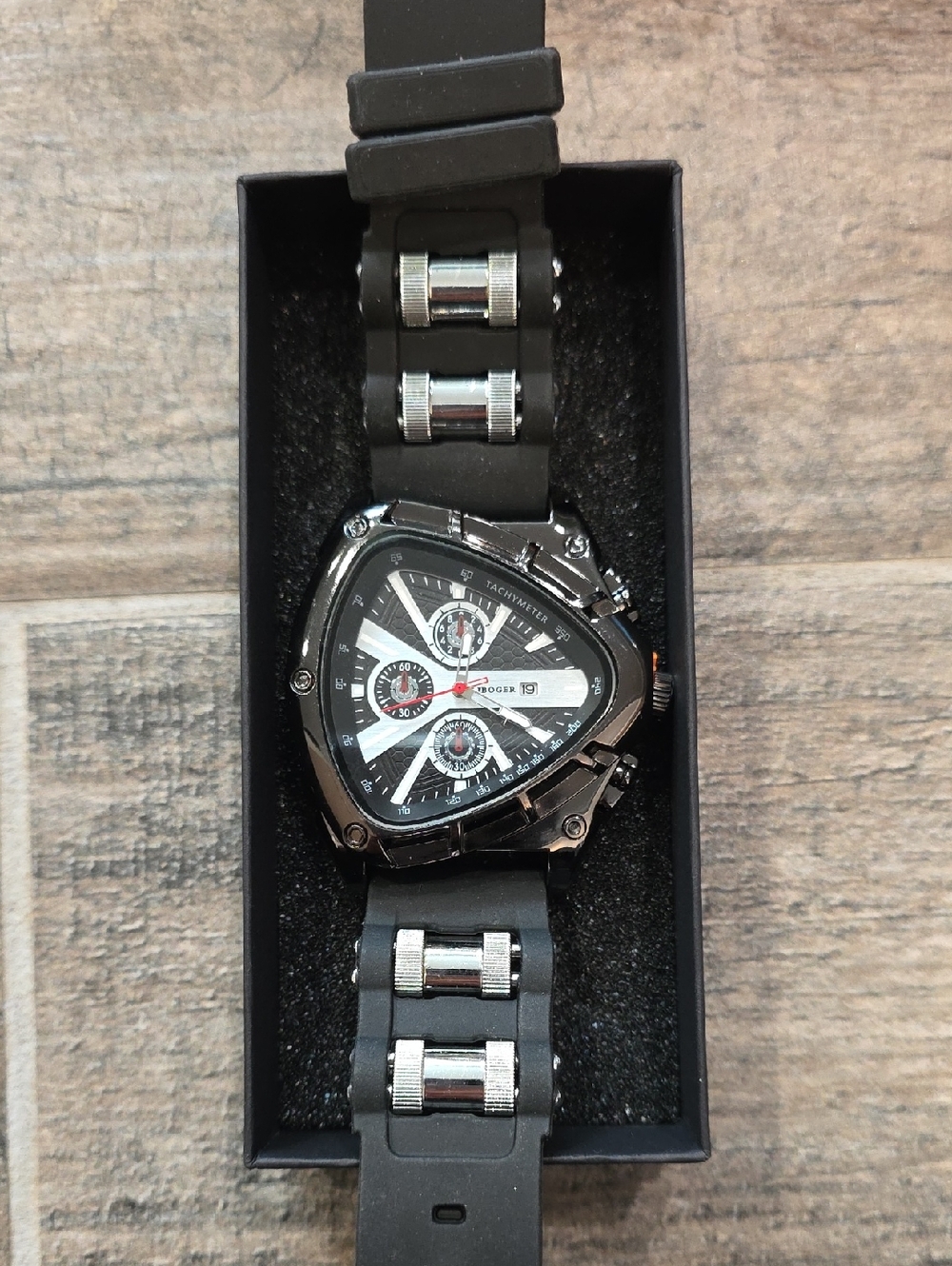 60. Black and Silver Men's Sport Chronograph Watch